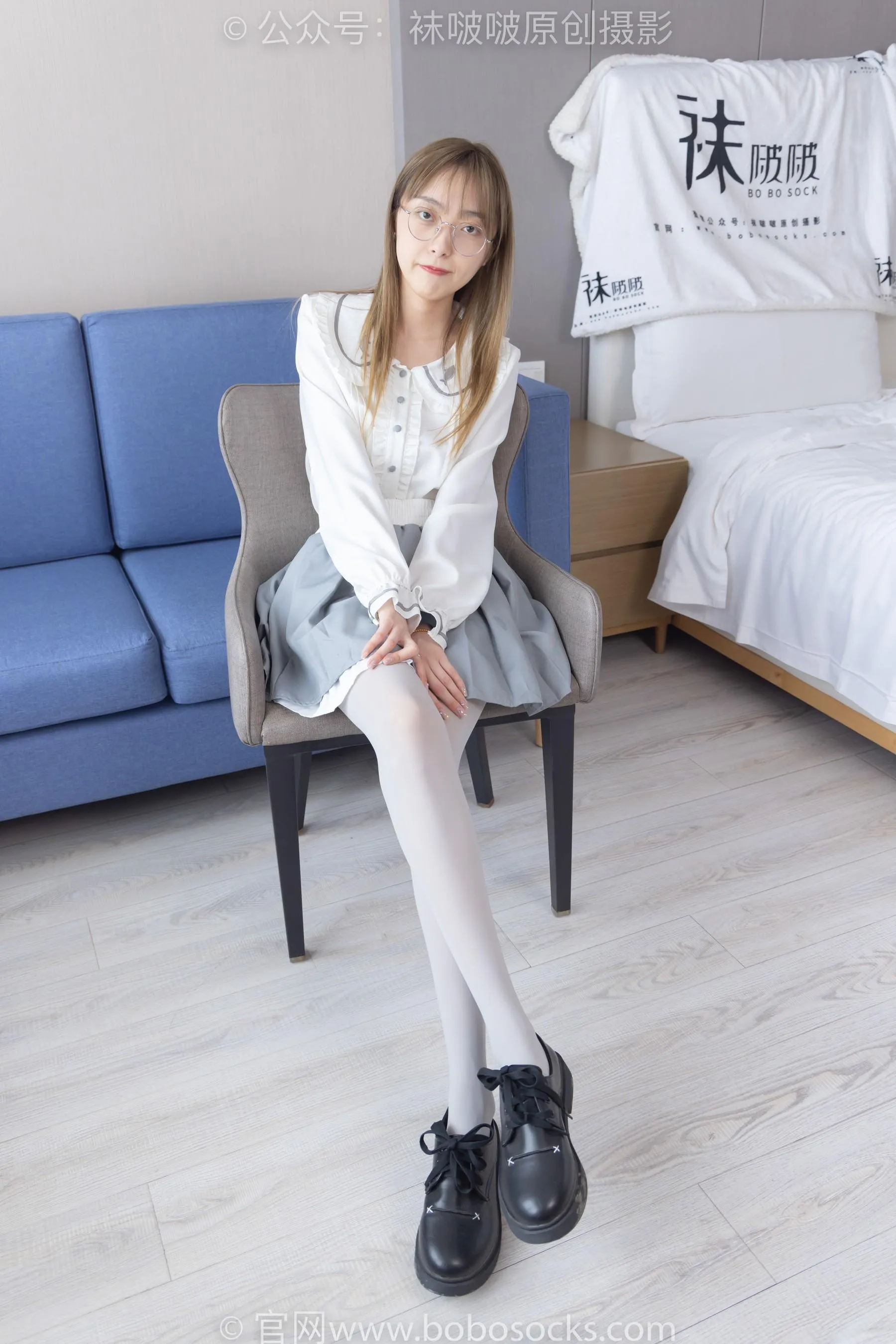 [BoBoSocks袜啵啵]NO.213 稚予-黑皮鞋、厚灰丝 [87P]插图